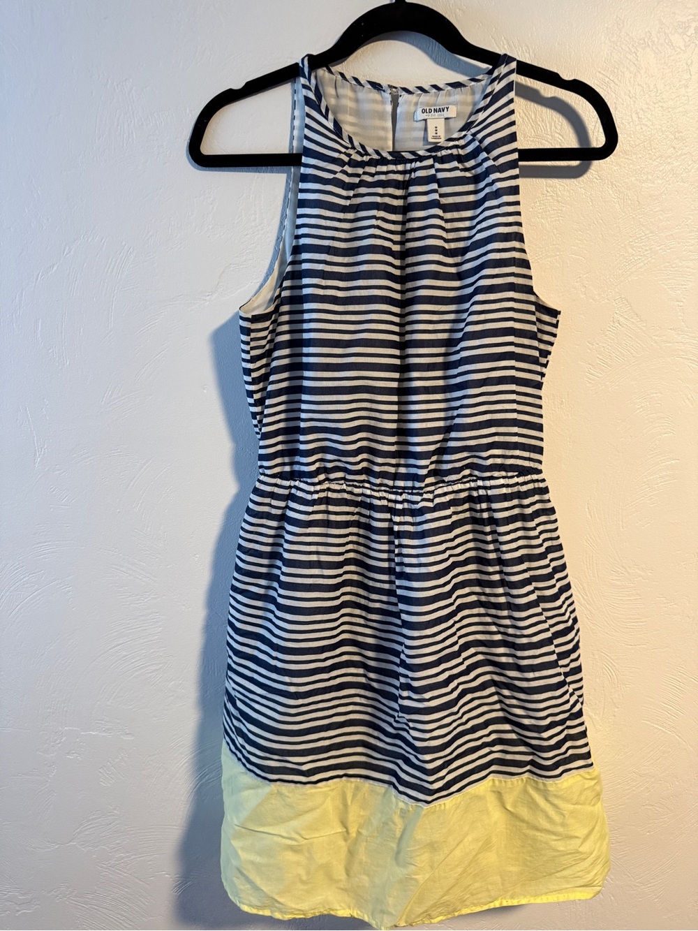 Old Navy Navy Stripe & Yellow Colorblock Dress